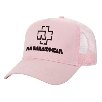 Rammstein, Adult Structured Trucker Hat, with Mesh, PINK (100% COTTON, ADULT, UNISEX, ONE SIZE)