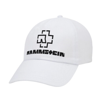 Rammstein, Adult Baseball Cap White 5-panel (POLYESTER, ADULT, UNISEX, ONE SIZE)