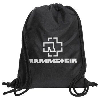 Rammstein, Backpack pouch GYMBAG Black, with pocket (40x48cm) & thick cords