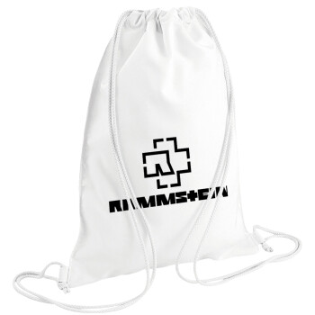 Rammstein, Backpack pouch GYMBAG white (28x40cm)