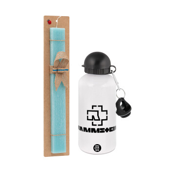 Rammstein, Easter Set, metallic aluminum water bottle (500ml) & scented flat candle (30cm) (TURQUOISE)