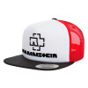 Adult Foam Flat Snapback with Mesh Black-White-Red (POLYESTER, ADULT, UNISEX, ONE SIZE)