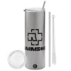 Tumbler stainless steel Silver 600ml, with metal straw & cleaning brush