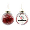 Transparent Christmas tree ball ornament with red filling 8cm