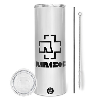 Rammstein, Eco friendly ποτήρι θερμό (tumbler) από ανοξείδωτο ατσάλι 600ml, με μεταλλικό καλαμάκι & βούρτσα καθαρισμού