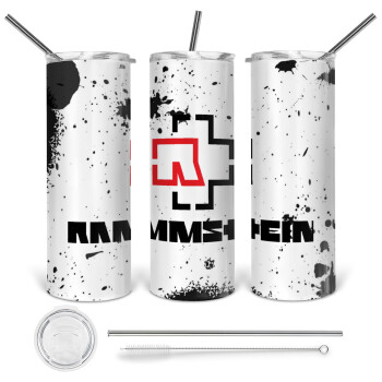 Rammstein, 360 Eco friendly ποτήρι θερμό (tumbler) από ανοξείδωτο ατσάλι 600ml, με μεταλλικό καλαμάκι & βούρτσα καθαρισμού