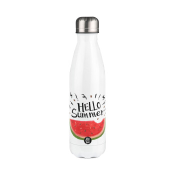 Summer Watermelon, Metal mug thermos White (Stainless steel), double wall, 500ml