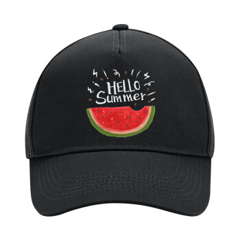 Summer Watermelon, Καπέλο Ενηλίκων Ultimate ΜΑΥΡΟ, (100% ΒΑΜΒΑΚΕΡΟ DRILL, ΕΝΗΛΙΚΩΝ, UNISEX, ONE SIZE)