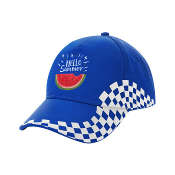 Summer Watermelon, Adult Ultimate BLUE RACING Cap, (100% COTTON DRILL, ADULT, UNISEX, ONE SIZE)