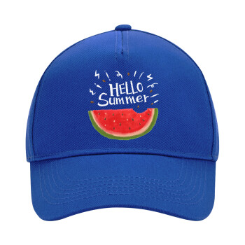 Summer Watermelon, Ultimate Adult Hat BLUE, (100% COTTON DRILL, ADULT, UNISEX, ONE SIZE)