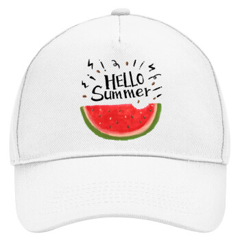 Summer Watermelon, Καπέλο Ενηλίκων Baseball, Drill, Λευκό (100% ΒΑΜΒΑΚΕΡΟ, ΕΝΗΛΙΚΩΝ, UNISEX, ONE SIZE)