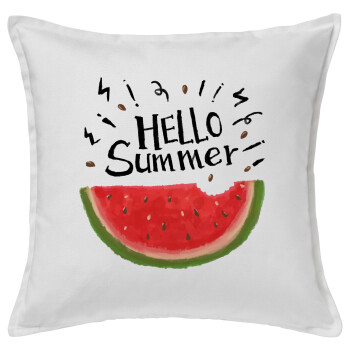 Summer Watermelon, Μαξιλάρι καναπέ ΛΕΥΚΟ 100% βαμβάκι, περιέχεται το γέμισμα (50x50cm)