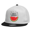 Child's Flat Snapback Hat, White (100% COTTON, CHILDREN'S, UNISEX, ONE SIZE)