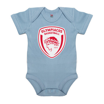 Olympiacos B.C., Βρεφικό φορμάκι μωρού, 0-18 μηνών, Μπλε, 100% Organic Cotton, κοντομάνικο