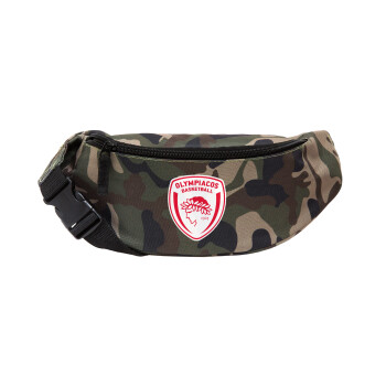 Olympiacos B.C., Unisex waist bag (banana) in Jungle camouflage color with 2 pockets