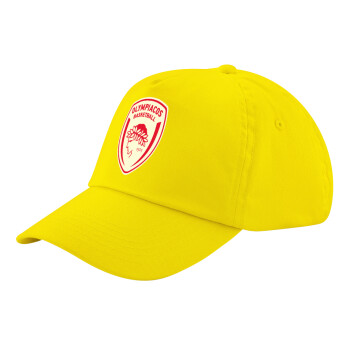 Olympiacos B.C., Child's Baseball Cap, 100% Cotton Twill, Yellow (COTTON, CHILD, UNISEX, ONE SIZE)