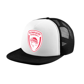 Olympiacos B.C., Child's Soft Trucker Hat with BLACK/WHITE Mesh (POLYESTER, CHILD, ONE SIZE)