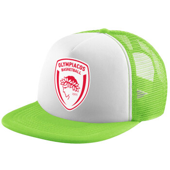 Olympiacos B.C., Adult Soft Trucker Hat with Mesh GREEN/WHITE (POLYESTER, ADULT, ONE SIZE)