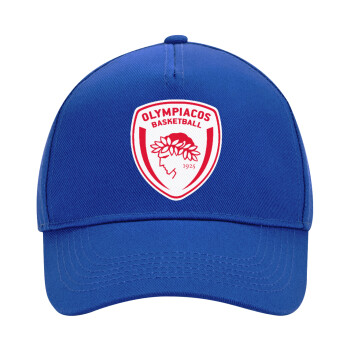 Olympiacos B.C., Ultimate Adult Hat BLUE, (100% COTTON DRILL, ADULT, UNISEX, ONE SIZE)