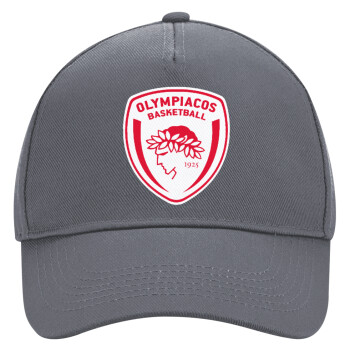 Olympiacos B.C., Ultimate Adult Hat Grey, (100% COTTON DRILL, ADULT, UNISEX, ONE SIZE)