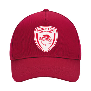 Olympiacos B.C., Adult Ultimate Hat RED, (100% COTTON DRILL, ADULT, UNISEX, ONE SIZE)