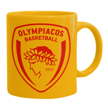 Olympiacos B.C., Κούπα, κεραμική κίτρινη, 330ml