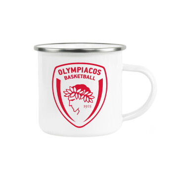 Olympiacos B.C., Metallic enamel cup white 360ml