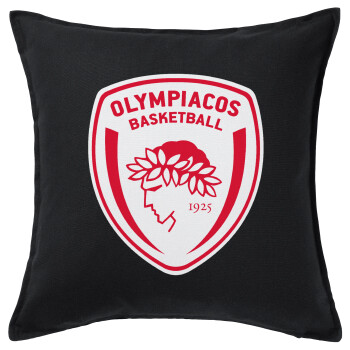 Olympiacos B.C., Μαξιλάρι καναπέ Μαύρο 100% βαμβάκι, περιέχεται το γέμισμα (50x50cm)