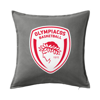 Olympiacos B.C., Μαξιλάρι καναπέ Γκρι 100% βαμβάκι, περιέχεται το γέμισμα (50x50cm)