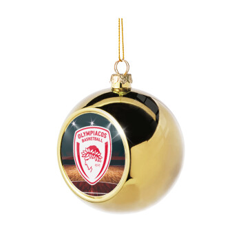 Olympiacos B.C., Golden Christmas tree ball ornament 8cm