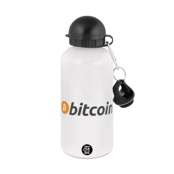 Bitcoin Crypto, Metal water bottle, White, aluminum 500ml