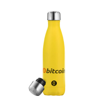 Bitcoin Crypto, Yellow Stainless Steel Metallic Thermos, double-walled, 500ml