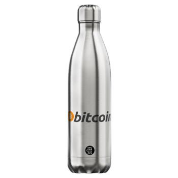 Bitcoin Crypto, Μεταλλικό παγούρι θερμός Inox (Stainless steel), διπλού τοιχώματος, 750ml