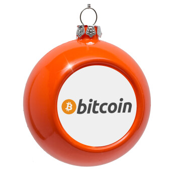 Bitcoin Crypto, Orange Christmas tree ornament bauble 8cm