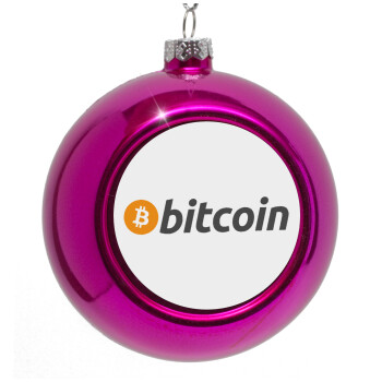 Bitcoin Crypto, Purple Christmas tree ornament bauble 8cm