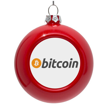 Bitcoin Crypto, Red Christmas tree ornament bauble 8cm