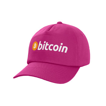 Bitcoin Crypto, Children's Baseball Cap, 100% Cotton Twill, Fuchsia (COTTON, CHILDREN'S, UNISEX, ONE SIZE)