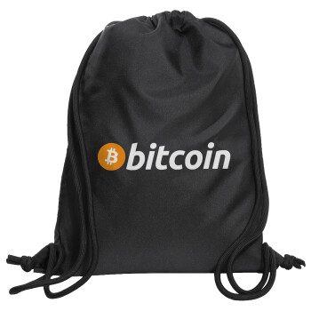 Bitcoin Crypto, Backpack pouch GYMBAG Black, with pocket (40x48cm) & thick cords