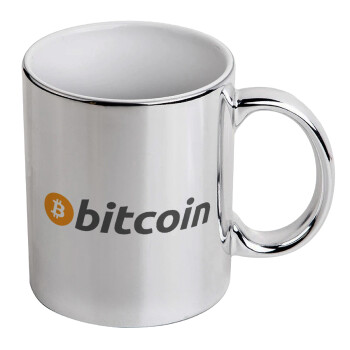 Bitcoin Crypto, Κούπα κεραμική, ασημένια καθρέπτης, 330ml