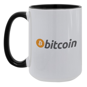 Bitcoin Crypto, Κούπα Mega 15oz, κεραμική Μαύρη, 450ml