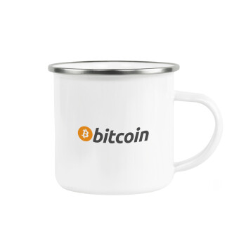 Bitcoin Crypto, Metallic enamel cup white 360ml