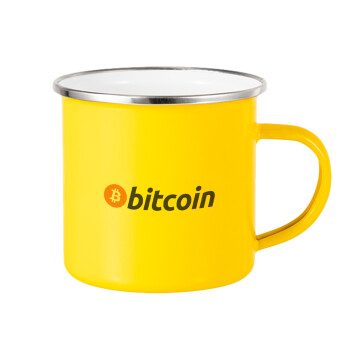 Bitcoin Crypto, Yellow Enamel Metallic Cup 360ml