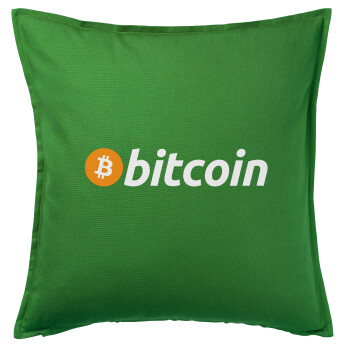 Bitcoin Crypto, Sofa cushion Green 50x50cm includes filling