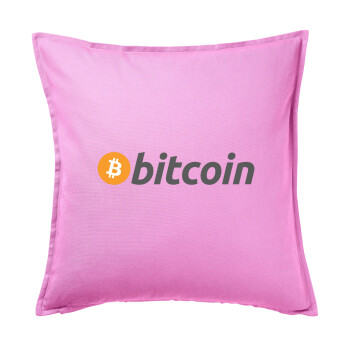 Bitcoin Crypto, Sofa cushion Pink 50x50cm includes filling