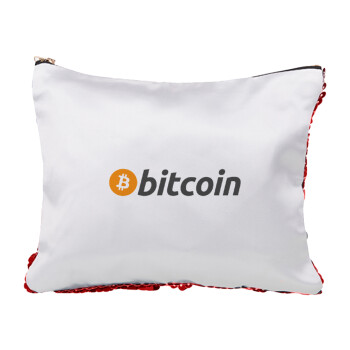 Bitcoin Crypto, Red sequin cosmetic bag