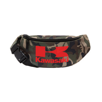 Kawasaki, Unisex τσαντάκι μέσης (μπανάνα) χρώματος παραλλαγή Jungle με 2 τσέπες