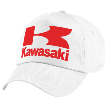 Kawasaki, Children's Baseball Cap, 100% Cotton Twill, White (COTTON, CHILDREN'S, UNISEX, ONE SIZE)