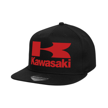 Kawasaki, Children's Flat Snapback Hat, Black (100% COTTON, CHILD, UNISEX, ONE SIZE)