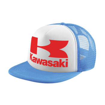 Kawasaki, Child's Soft Trucker Hat with Blue/White Mesh (POLYESTER, CHILD, ONE SIZE)