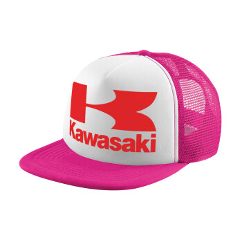 Kawasaki, Child's Soft Trucker Hat with Pink/White Mesh (POLYESTER, CHILD, ONE SIZE)